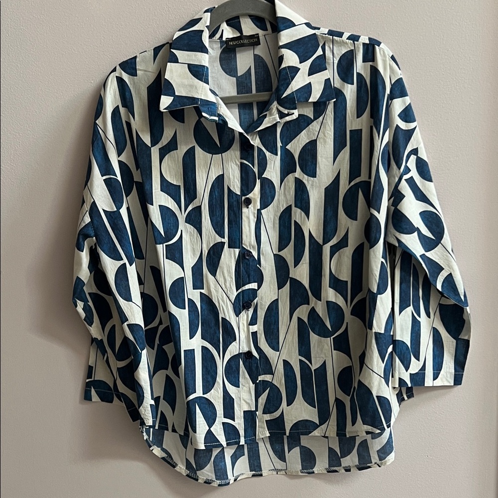 Blue and White Button Down Shirt